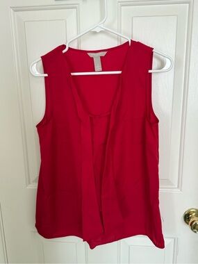 Sleeveless Red Pleat-Front Women's Top